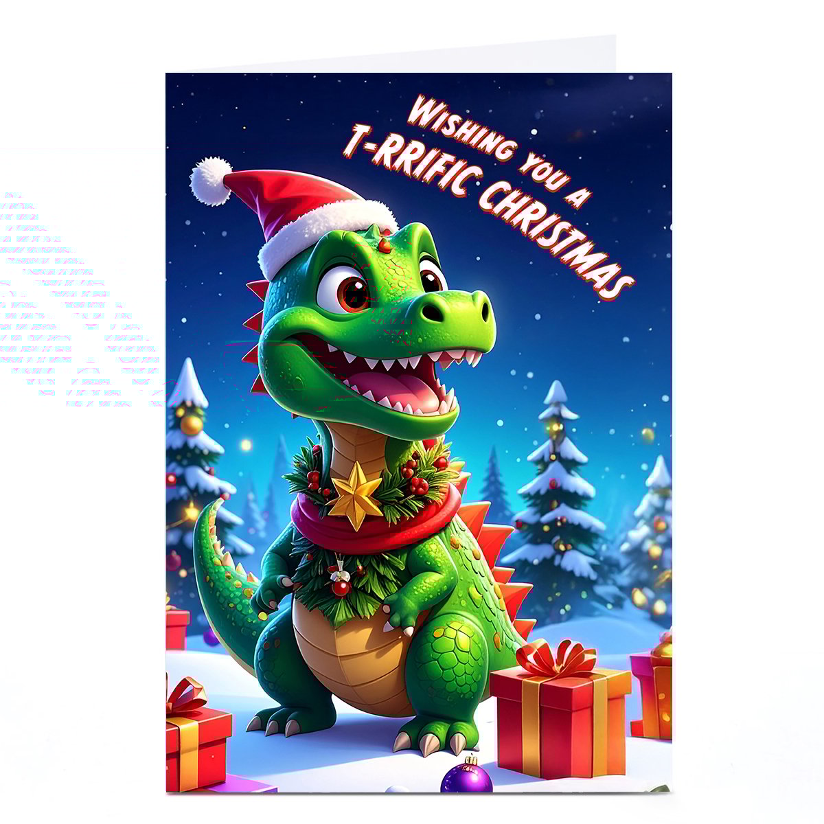 Christmas Card - T-rrific Christmas Dinosaur