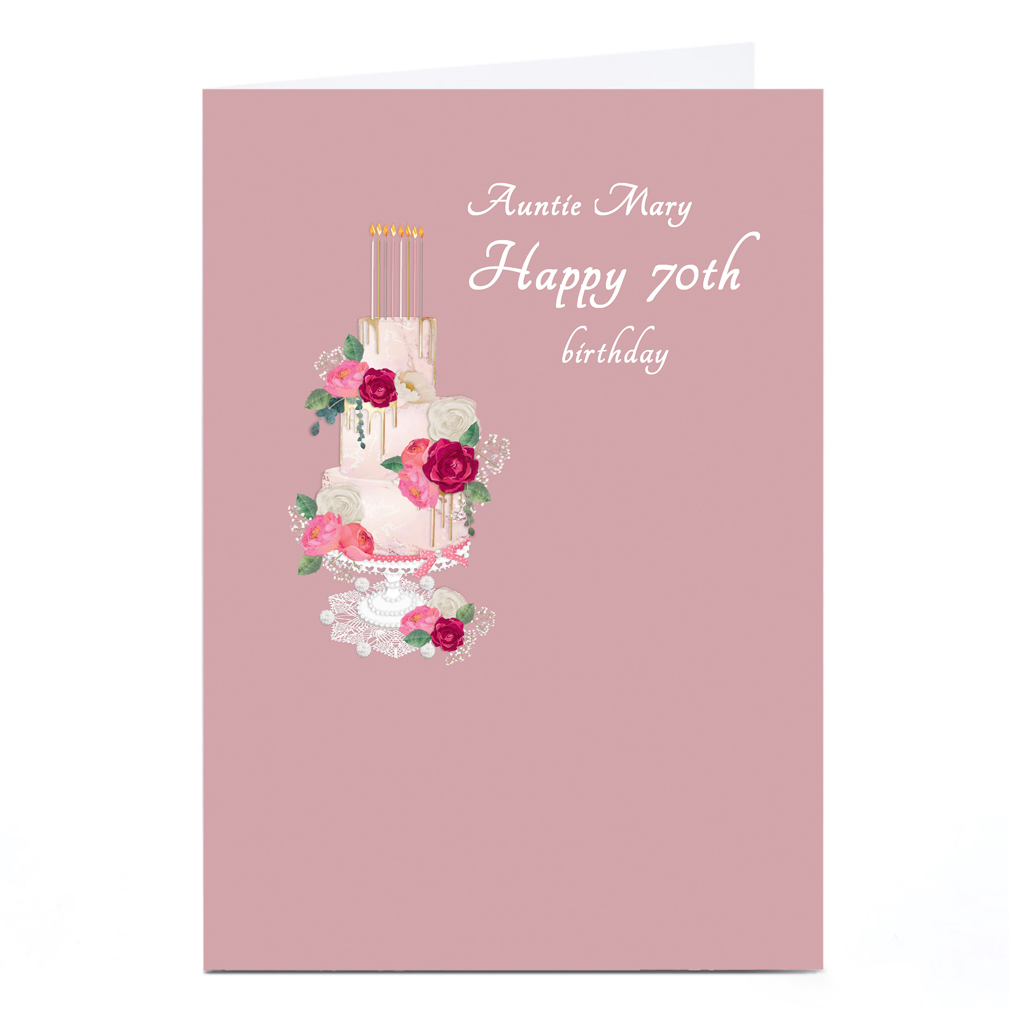 Personalised Kerry Spurling  Birthday Card - Tiered Cake, Editable Age