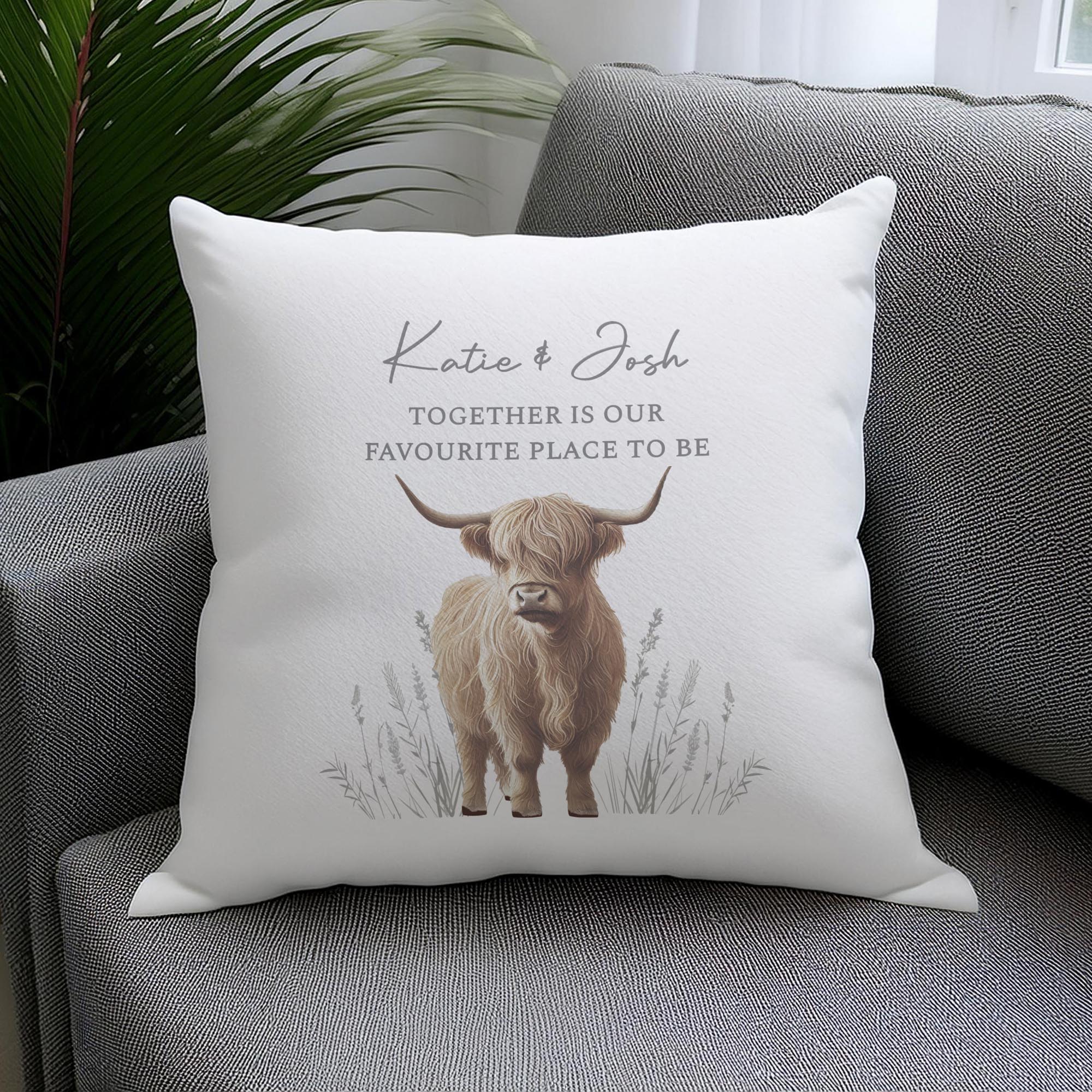 Personalised Highland Cow Cushion,  Personalised Highland Cow Cushion