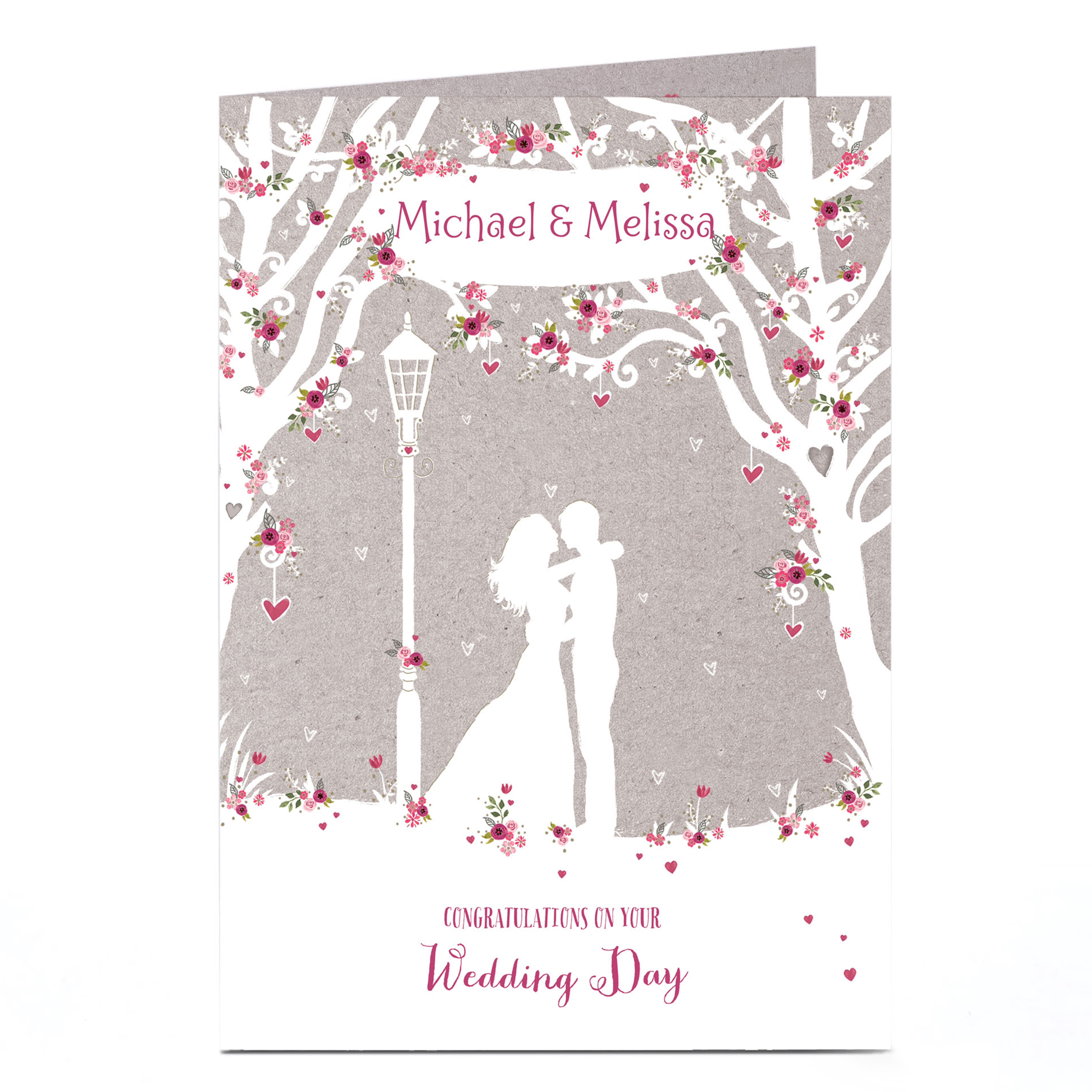 Personalised Wedding Card - Woodland Couple Silhouette