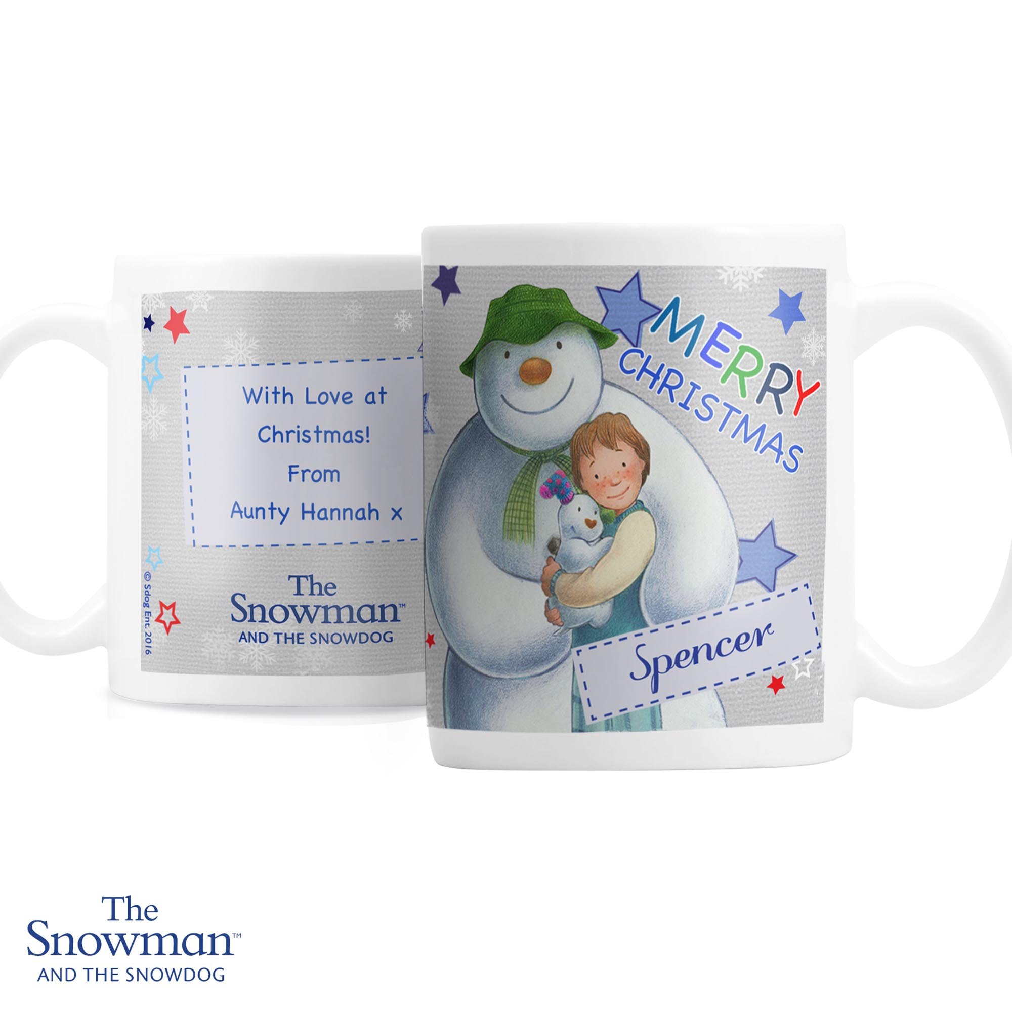 Personalised The Snowman & the Snowdog Blue Mug