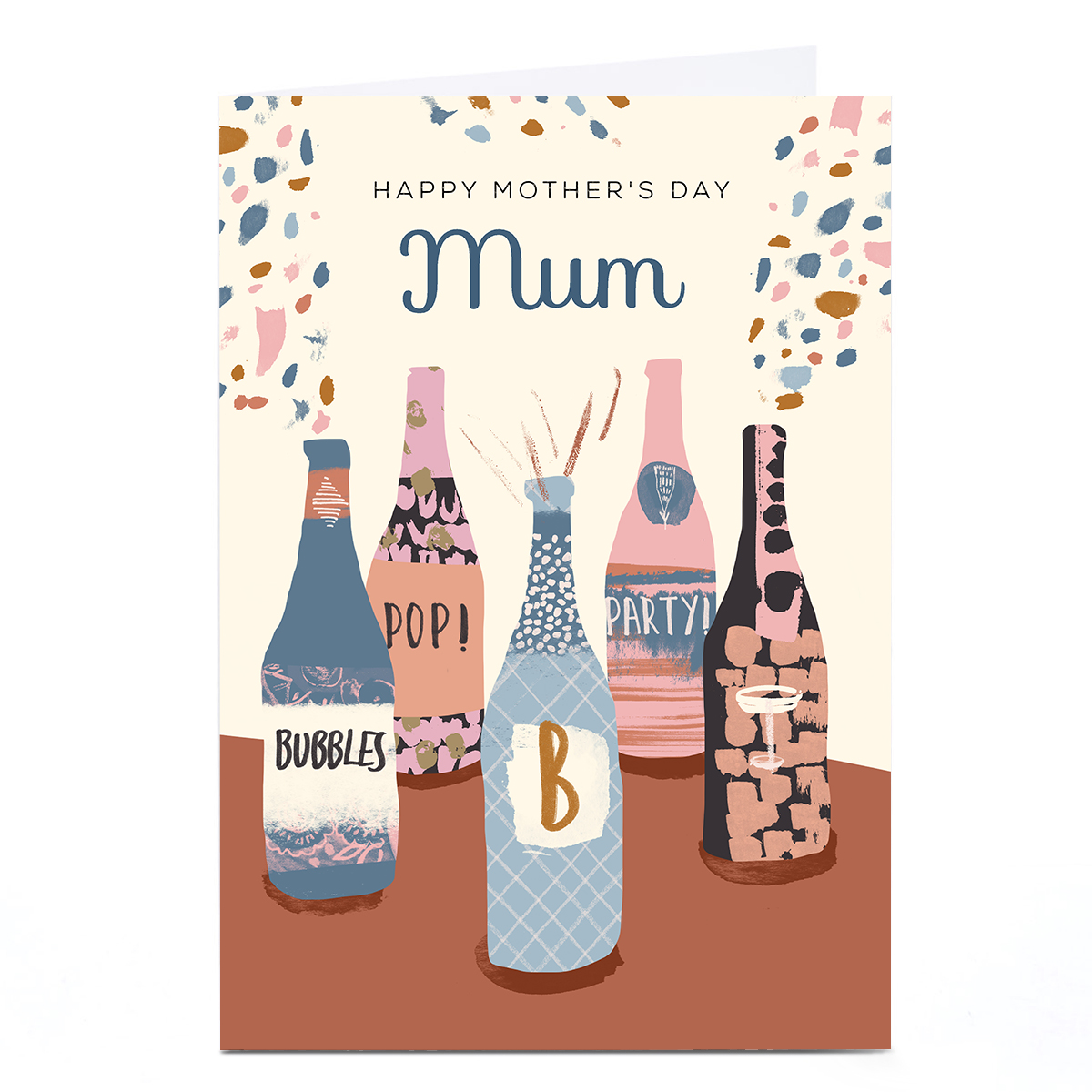 Personalised Rebecca Prinn Mother's Day Card - Champagne Bottles
