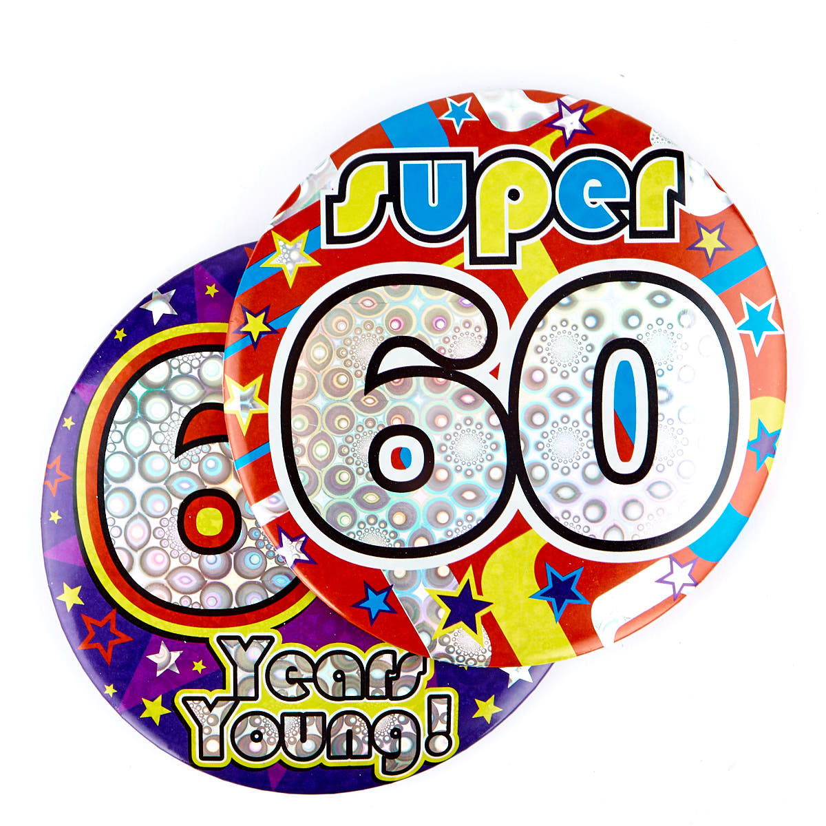 Holographic Age 60 Giant Birthday Badge