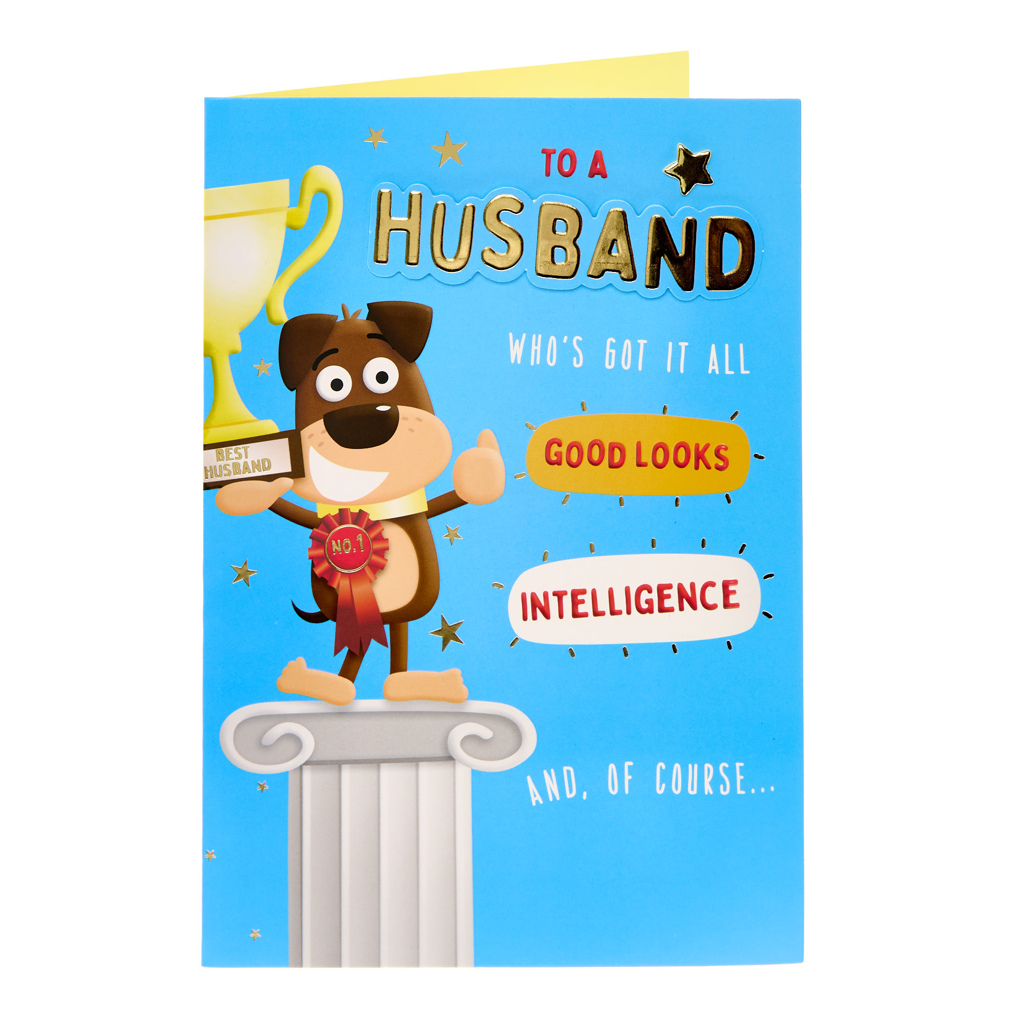Husband Dog & Trophy Birthday Card