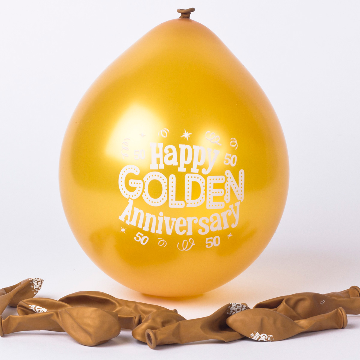 Golden Wedding Anniversary Air-fill Latex Balloons - Pack Of 10
