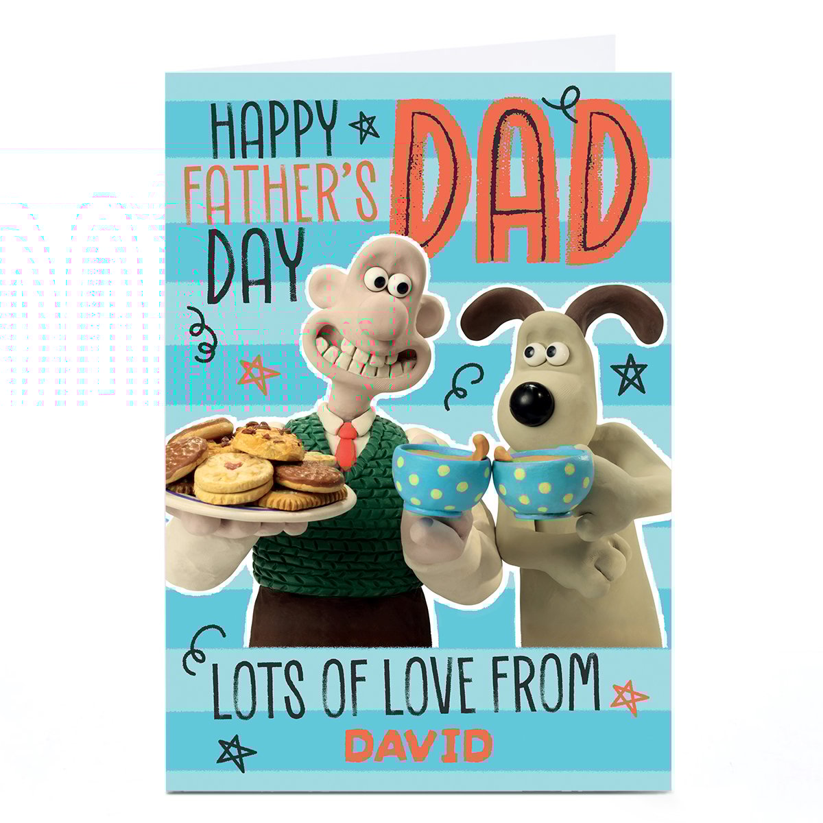 Personalised Wallace & Gromit Father's Day Card - Tea and Biscuits, Dad