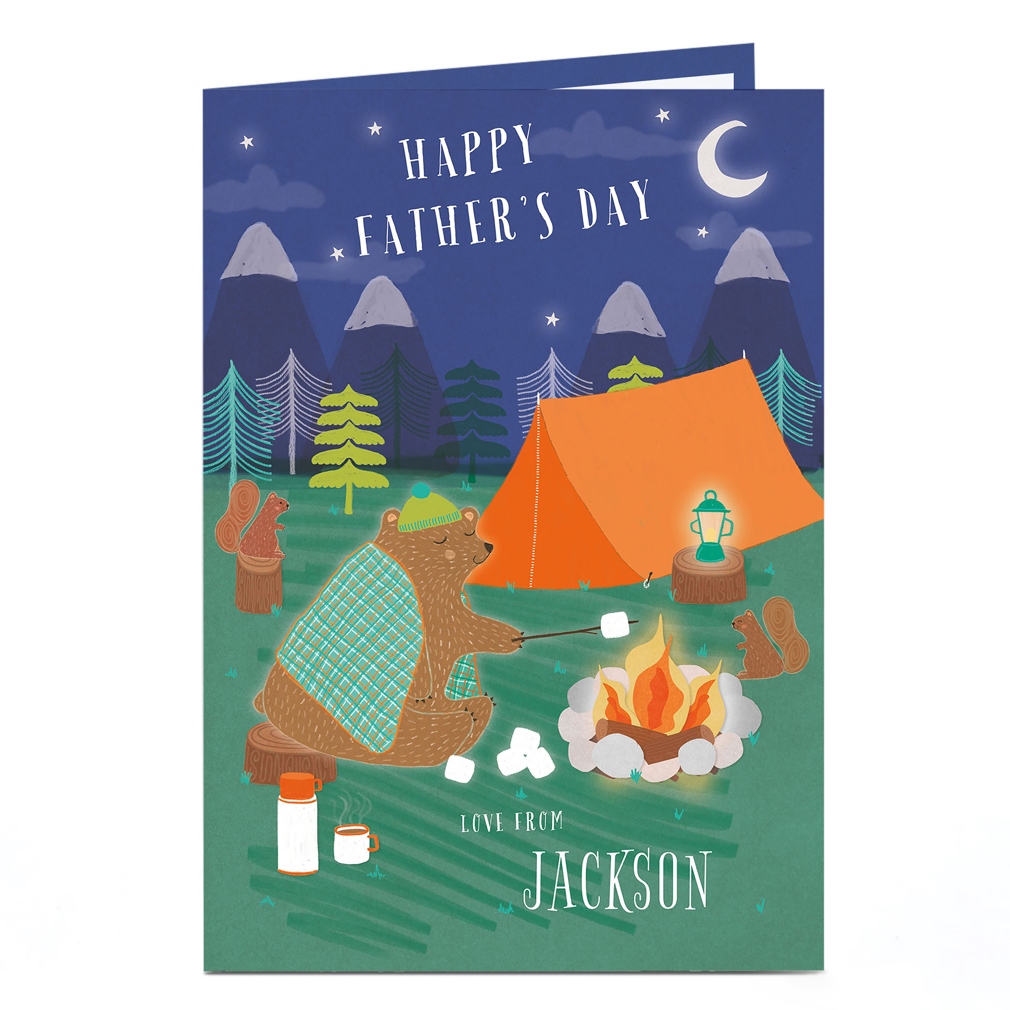Personalised Father's Day Card - Camping Bear
