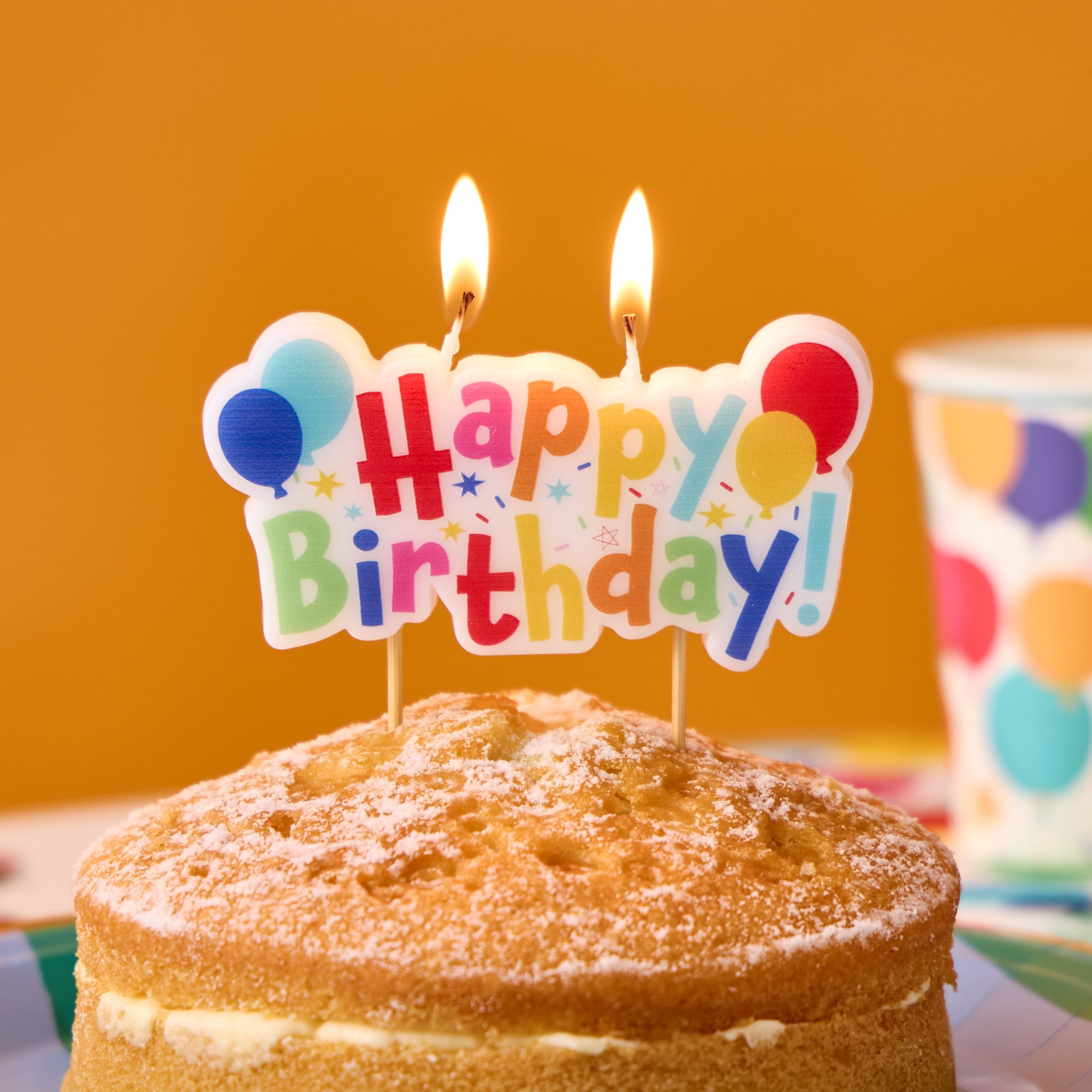 Brights Happy Birthday Cake Candle