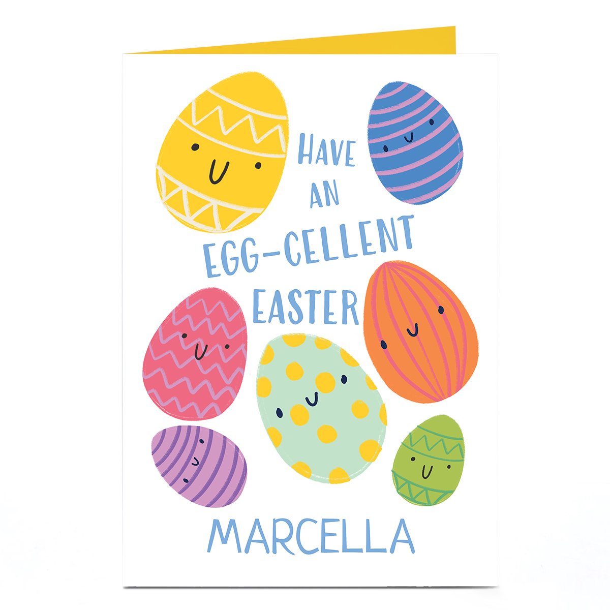 Personalised Easter Card - Egg-Cellent Easter Eggs, Any Name