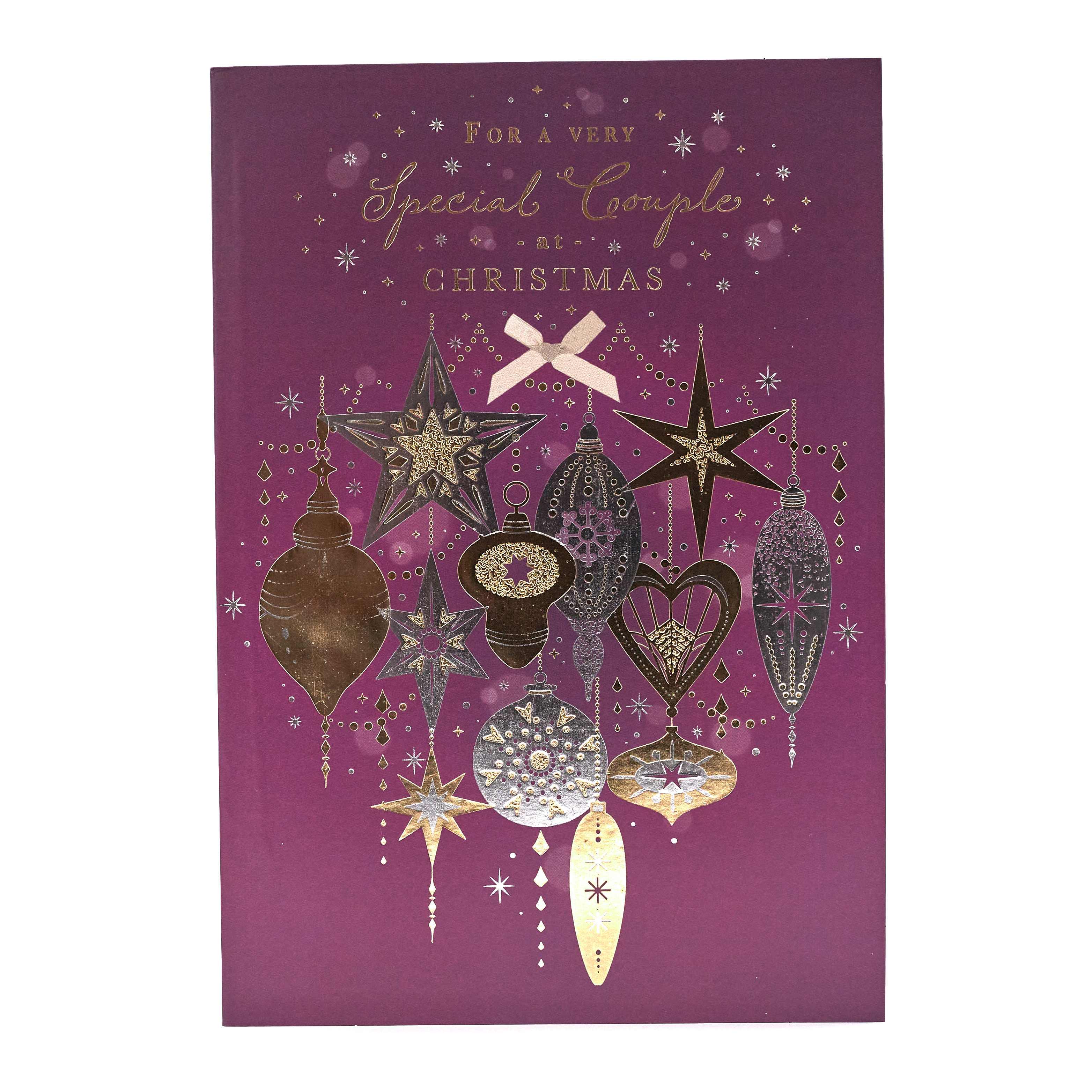 Christmas Card - Special Couple, Traditional Baubles