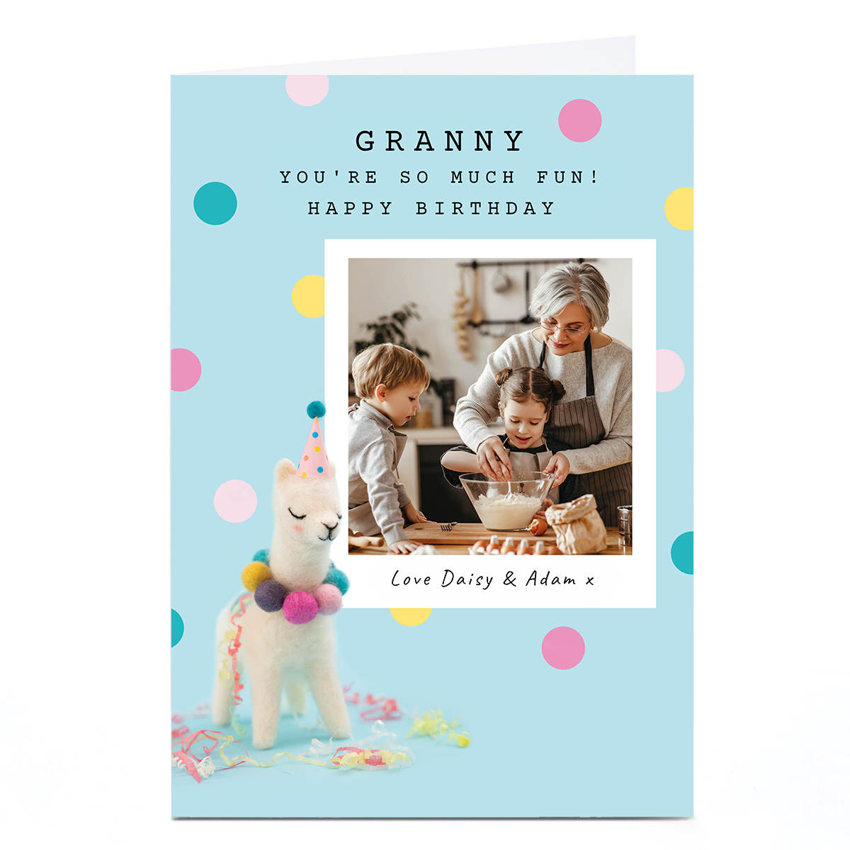 Photo Lemon & Sugar Birthday Card - Granny, Llama