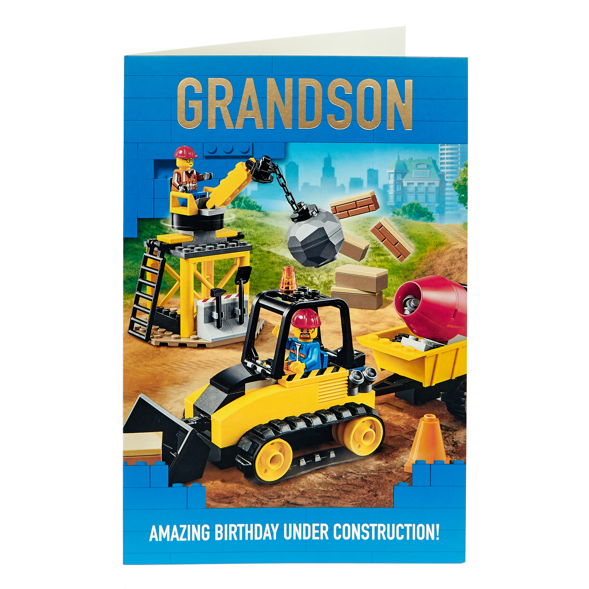 Grandson Under Construction Lego City Birthday Card