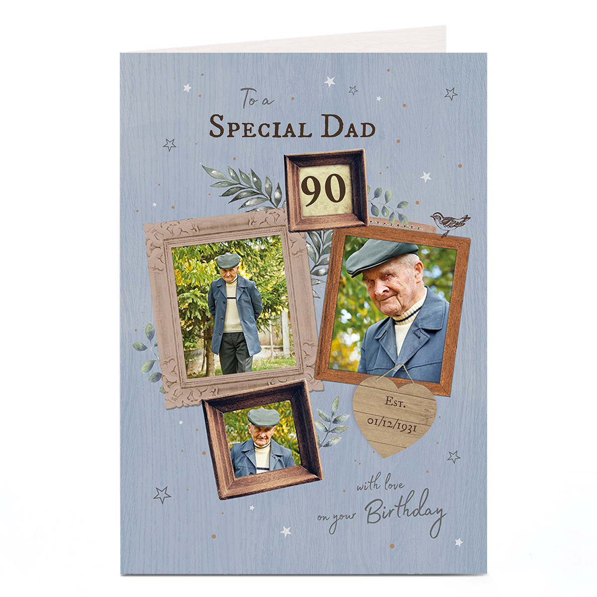 Photo Birthday Card - Dad Photo Frames, Editable Age