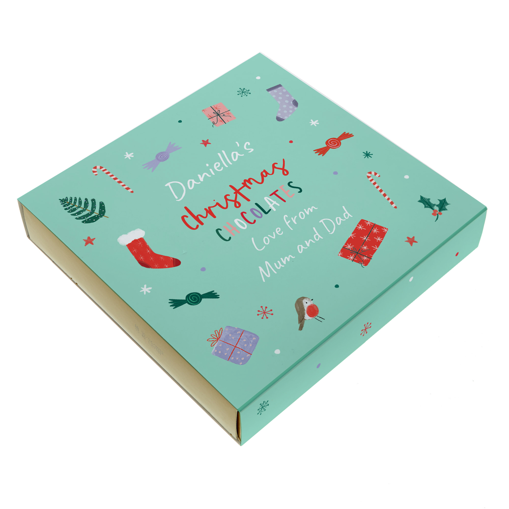 Personalised Christmas Belgian Chocolates - Festive Icons, Any Name