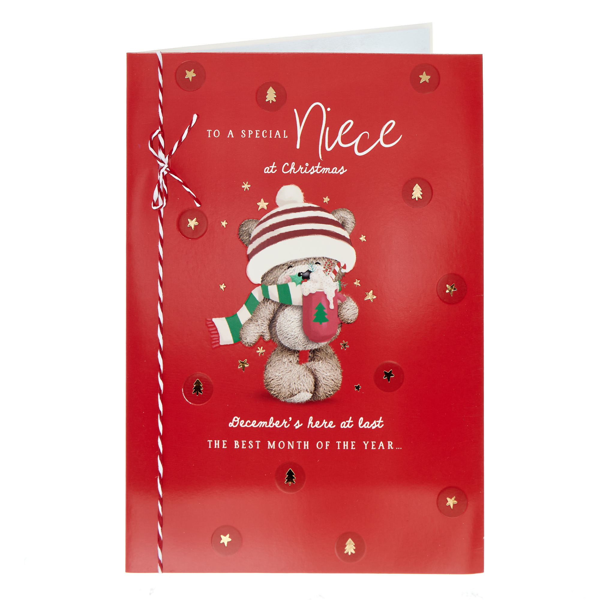 Niece December's Here Hugs Christmas Card