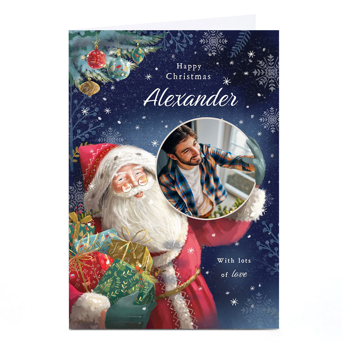 Photo Christmas Card - Traditional Santa With Love, Any Name 
