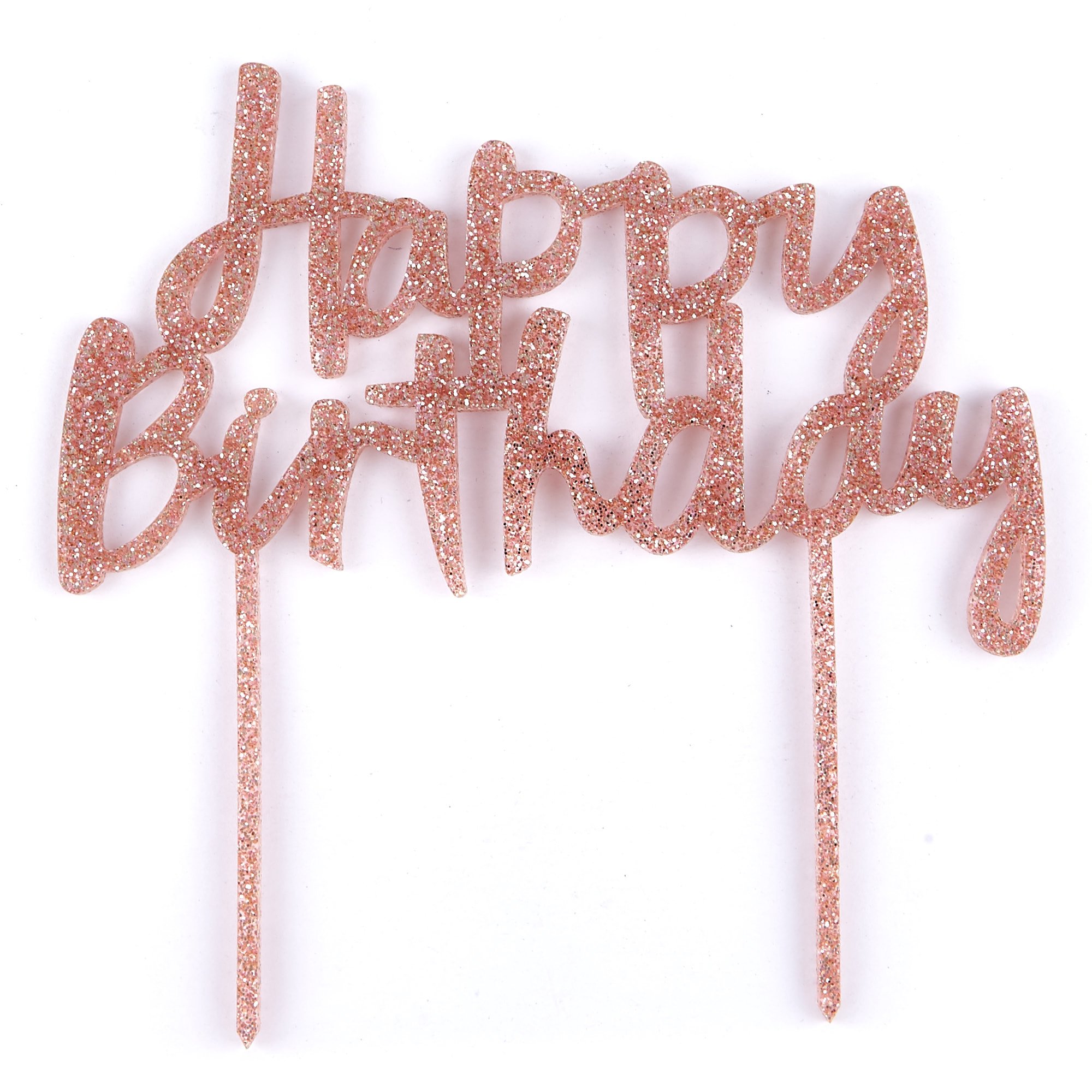 Rose Gold Acrylic Happy Birthday Cake Topper 