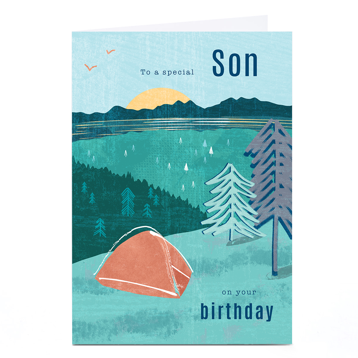 Personalised Rebecca Prinn Birthday Card - Camping, Son