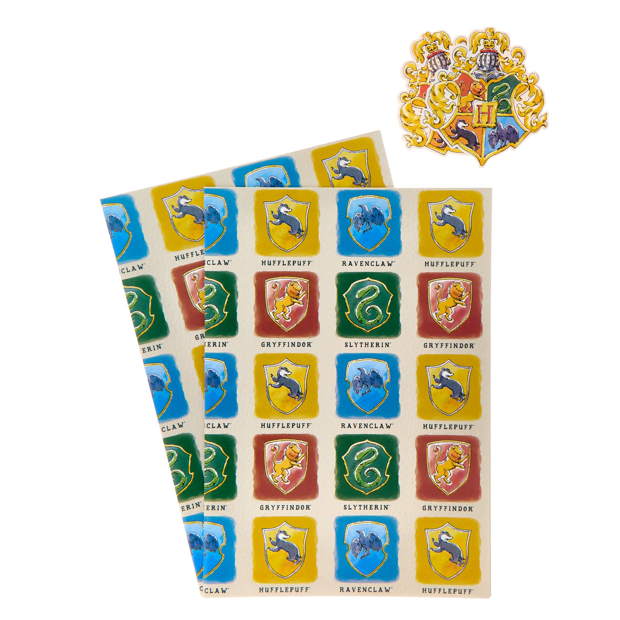 Harry Potter Hogwarts Houses Wrapping Paper - 2 Sheets & 2 Tags