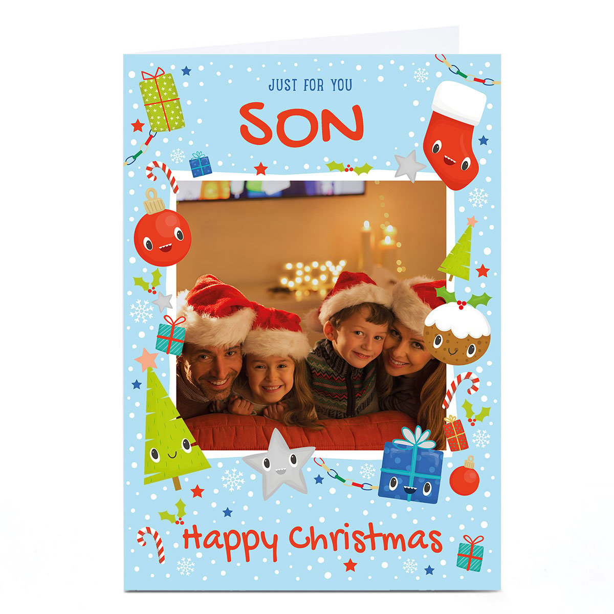 Photo Christmas Card - Just For You, Blue