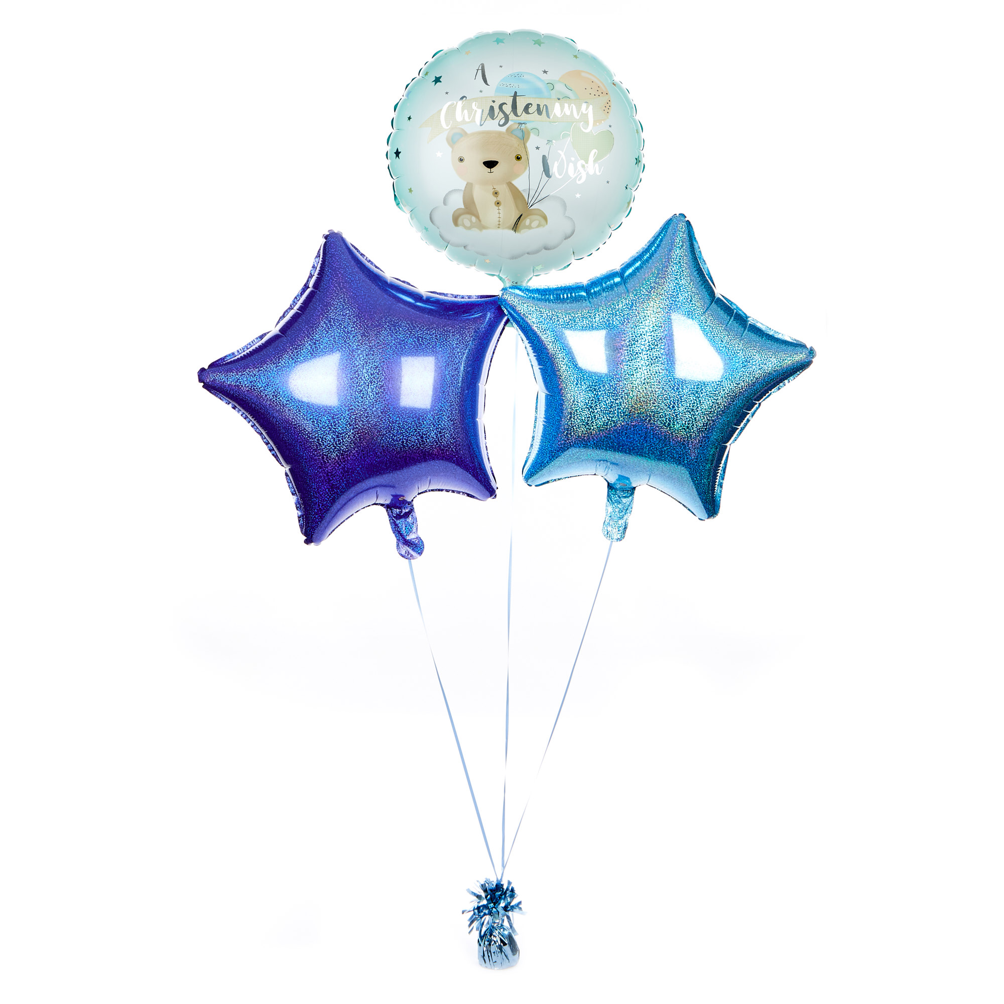 Blue Christening Wish Balloon Bouquet - DELIVERED INFLATED!
