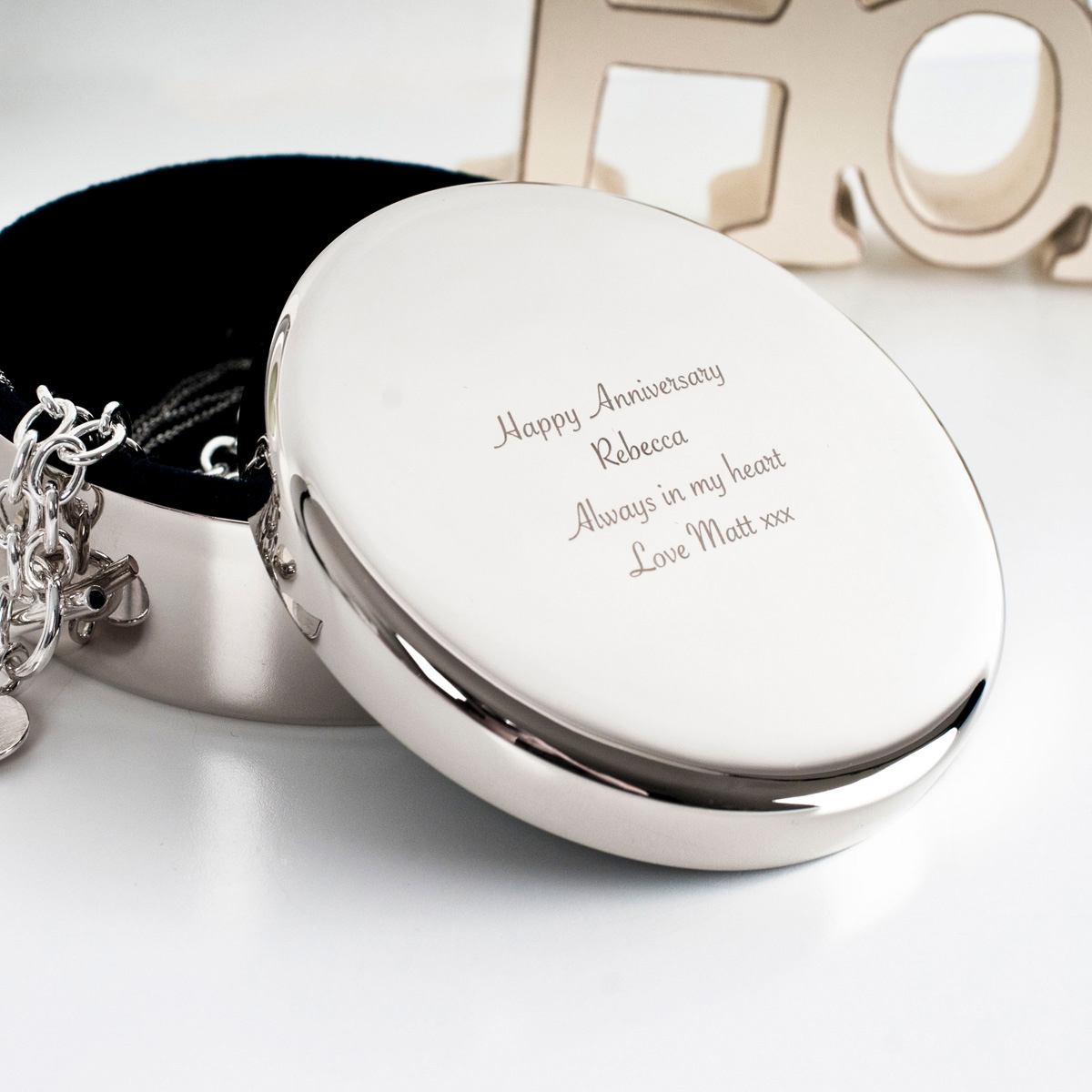 Personalised Engraved Circular Trinket Box