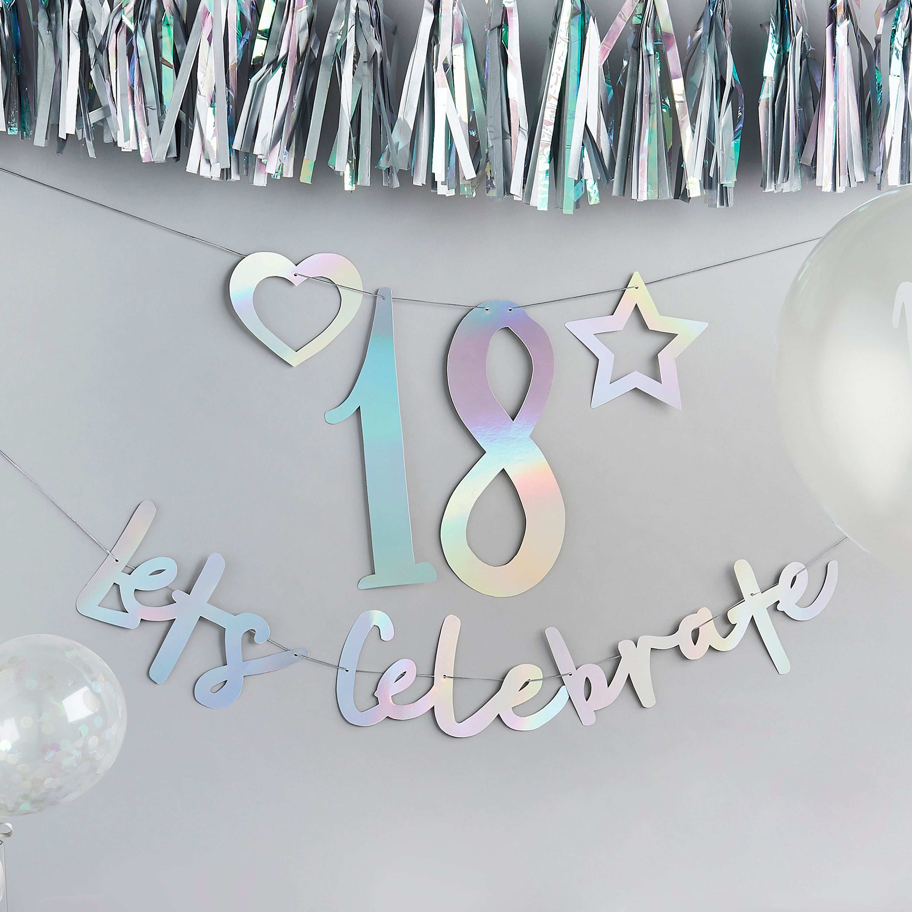Metallic Iridescent Lets Celebrate Customisable Card Banner x2 2m