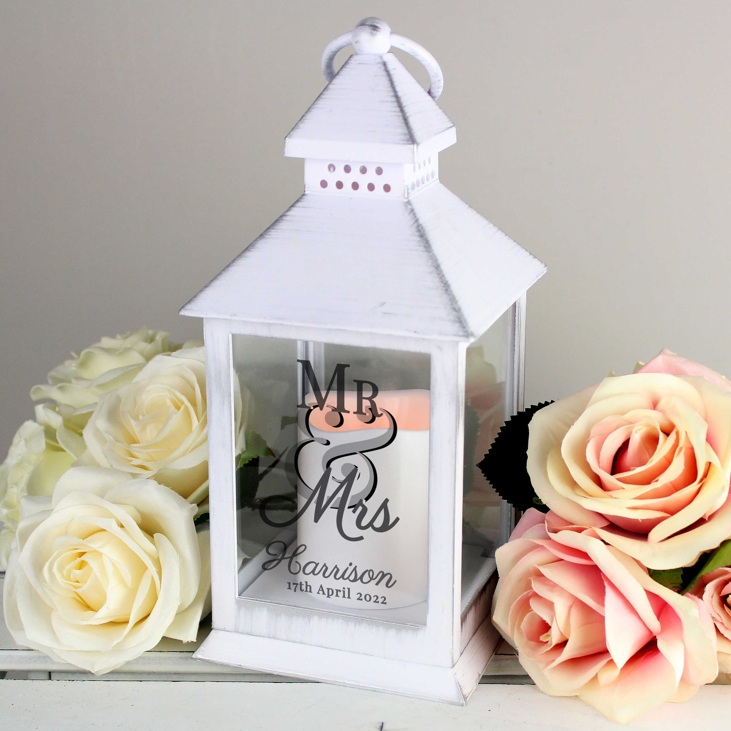 Personalised Light-Up Mr & Mrs White Lantern