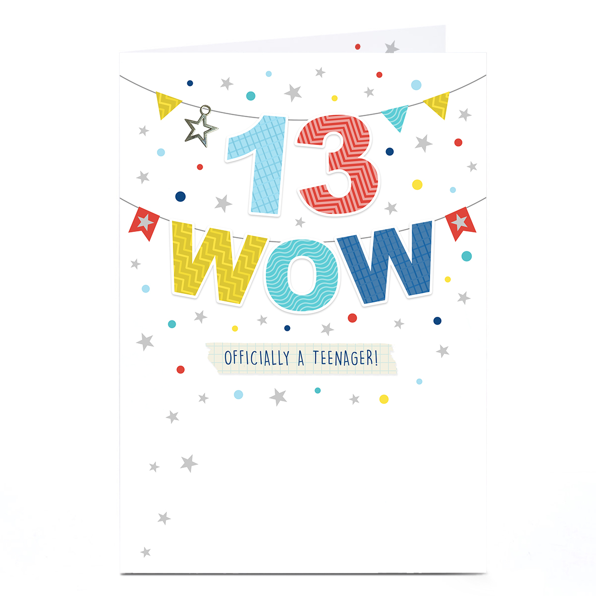 13th Birthday Card - Officially a Teenager Bunting