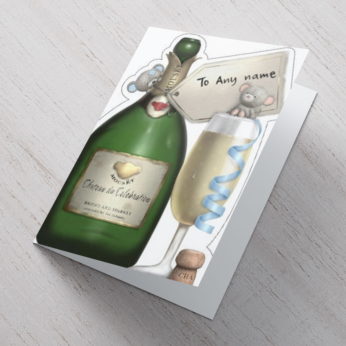 Personalised Hugs Card - Celebration Champagne