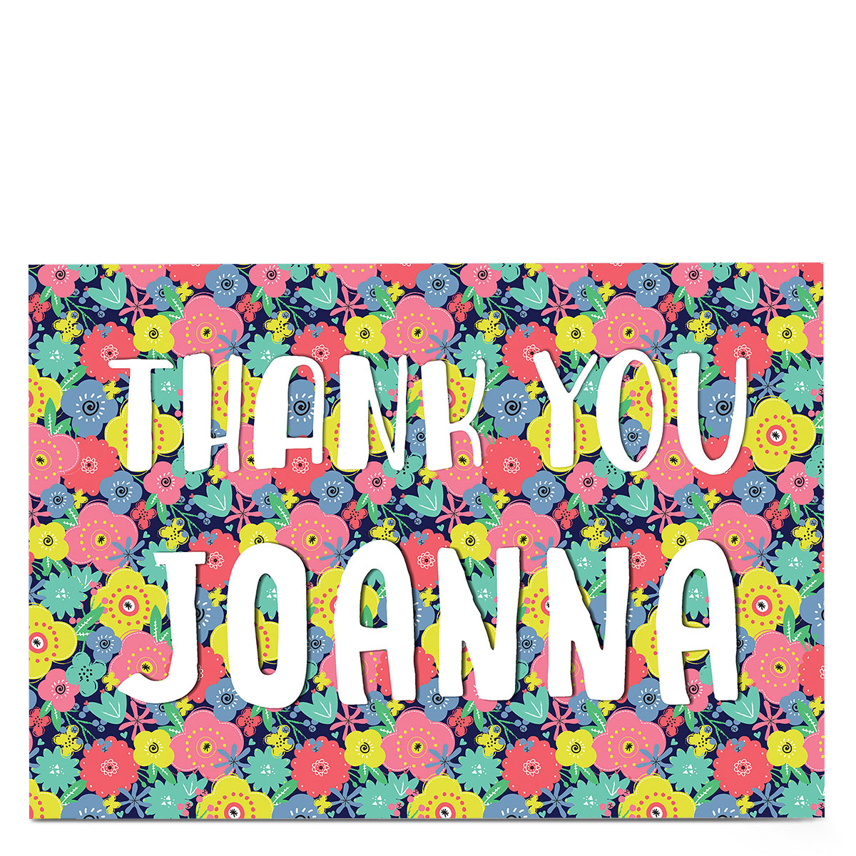 Personalised Thank You Card - Multicoloured Flowers