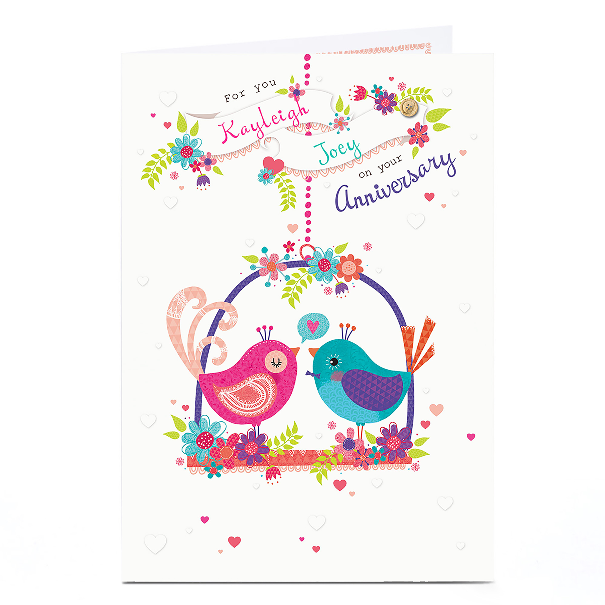 Personalised Anniversary Card - Love Birds
