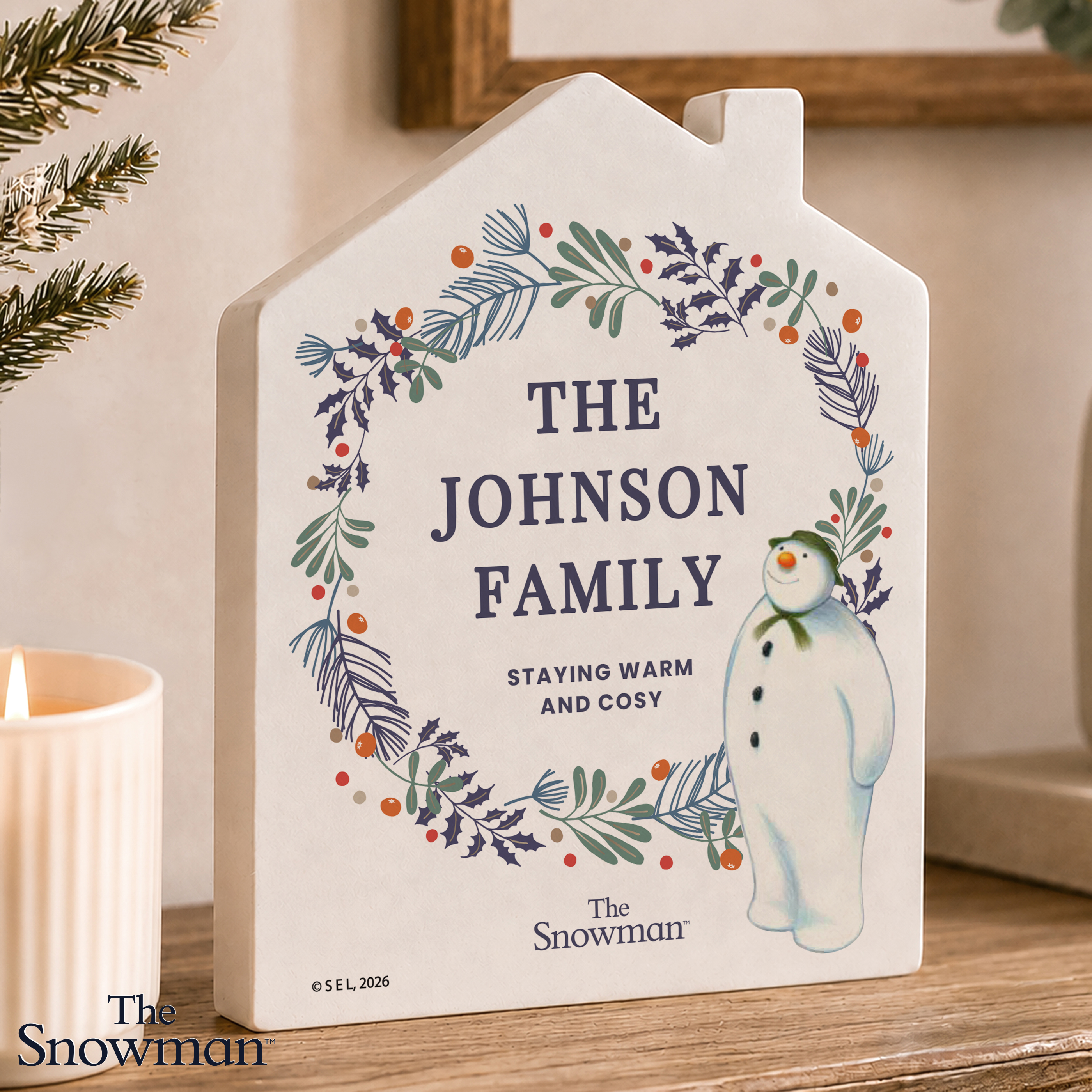 Personalised The Snowman Countdown to Christmas Wooden House Decoration