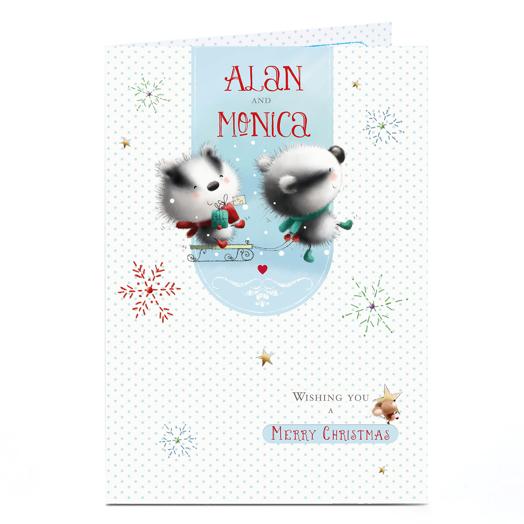 Personalised Christmas Card - Festive Badgers