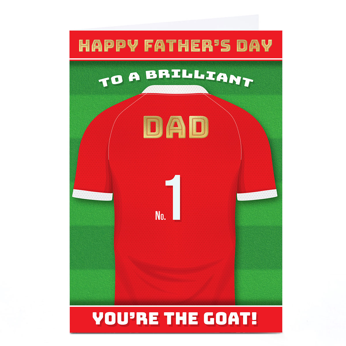 Personalised Get Carter Father's Day Card - GOAT Red Football Shirt, Dad