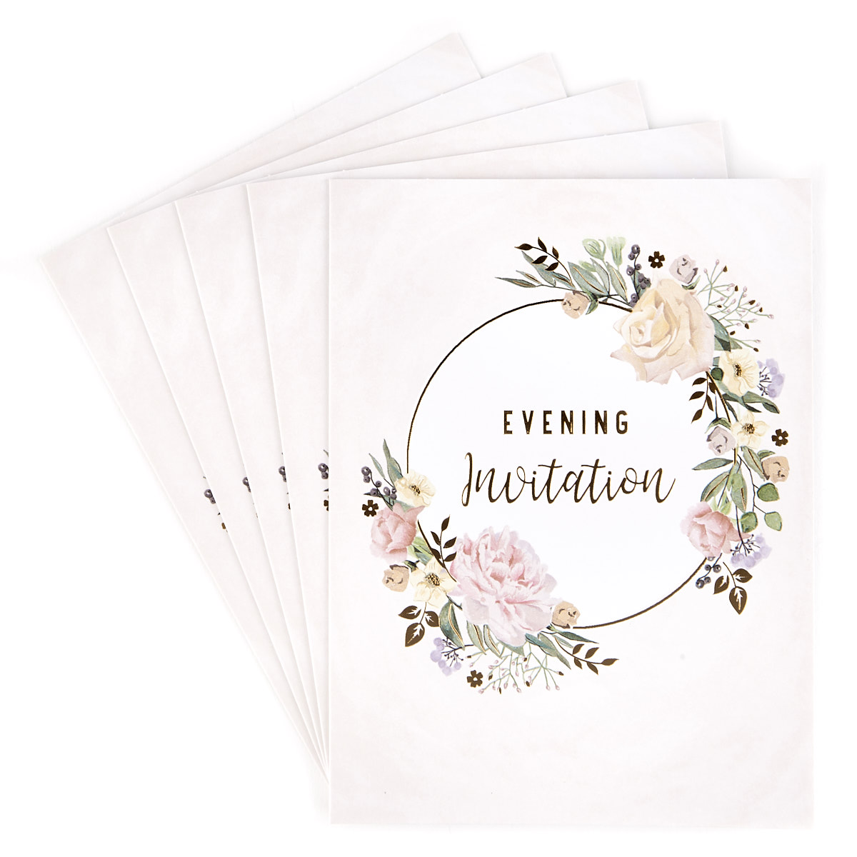 Evening Wedding Invitations, Floral Pink - Pack of 12