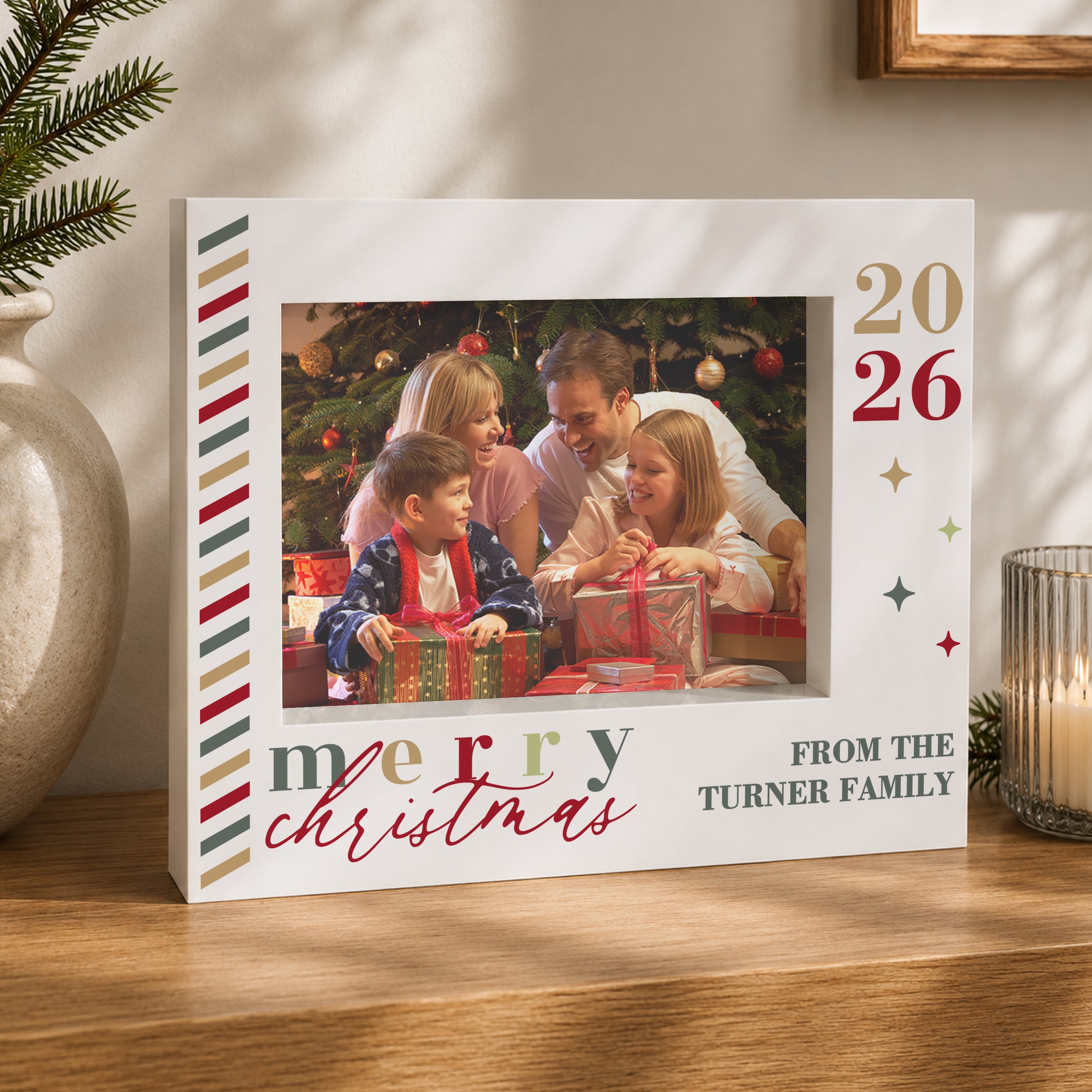 Personalised Merry Christmas 5x7-Inch Box Photo Frame