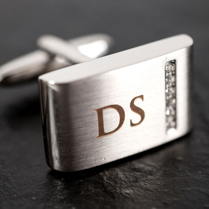 Personalised Cufflinks with Crystal Detail