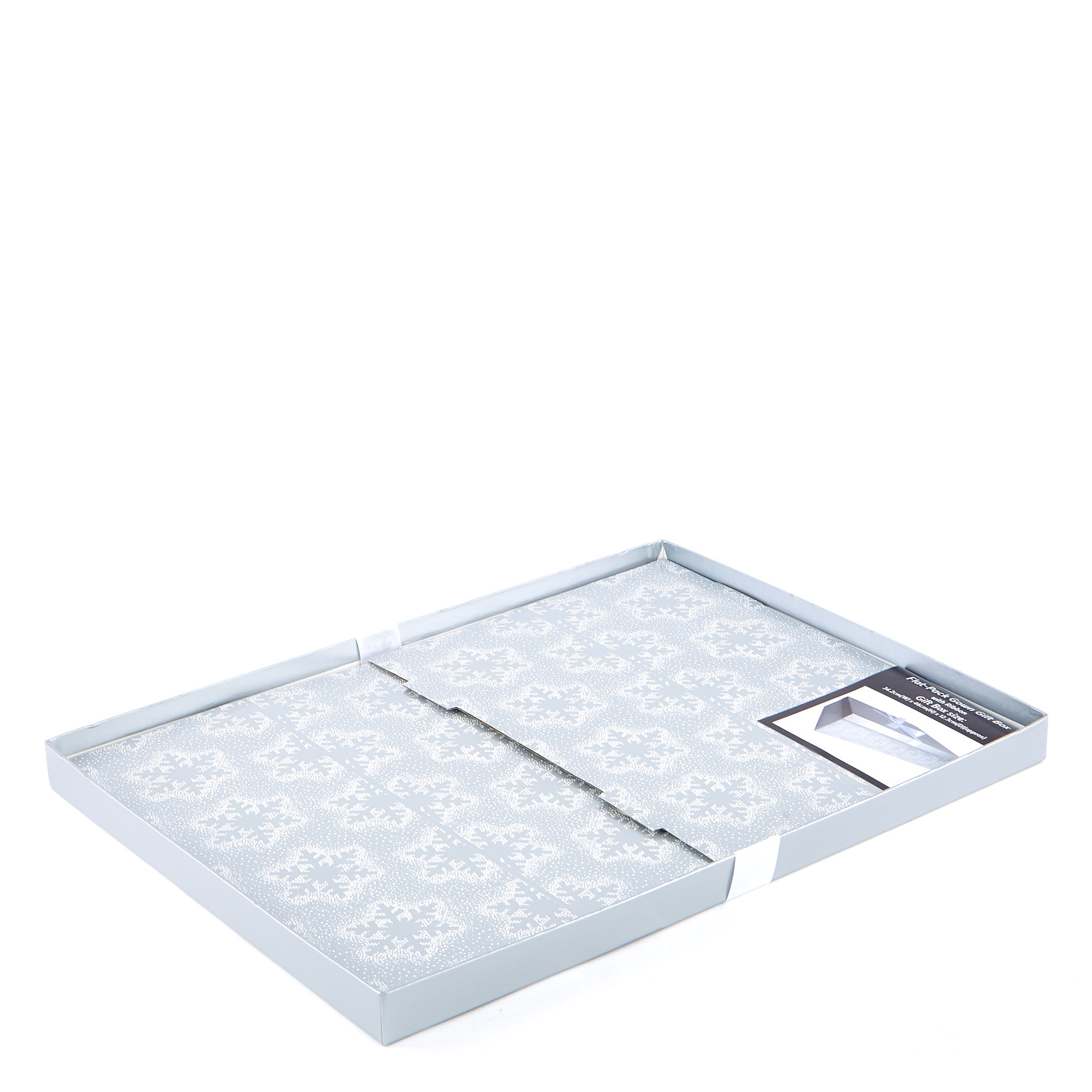 Large Christmas Flat-Pack Gift Box - Silver Snowflakes