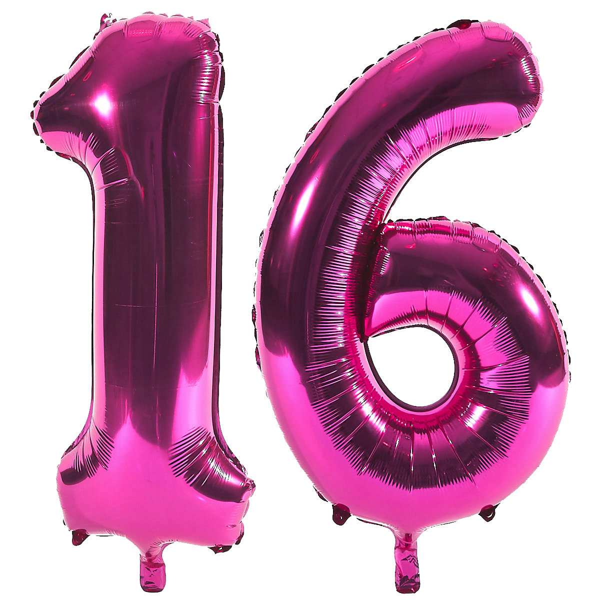 Age 16 Giant Foil Helium Numeral Balloons - Pink (deflated)