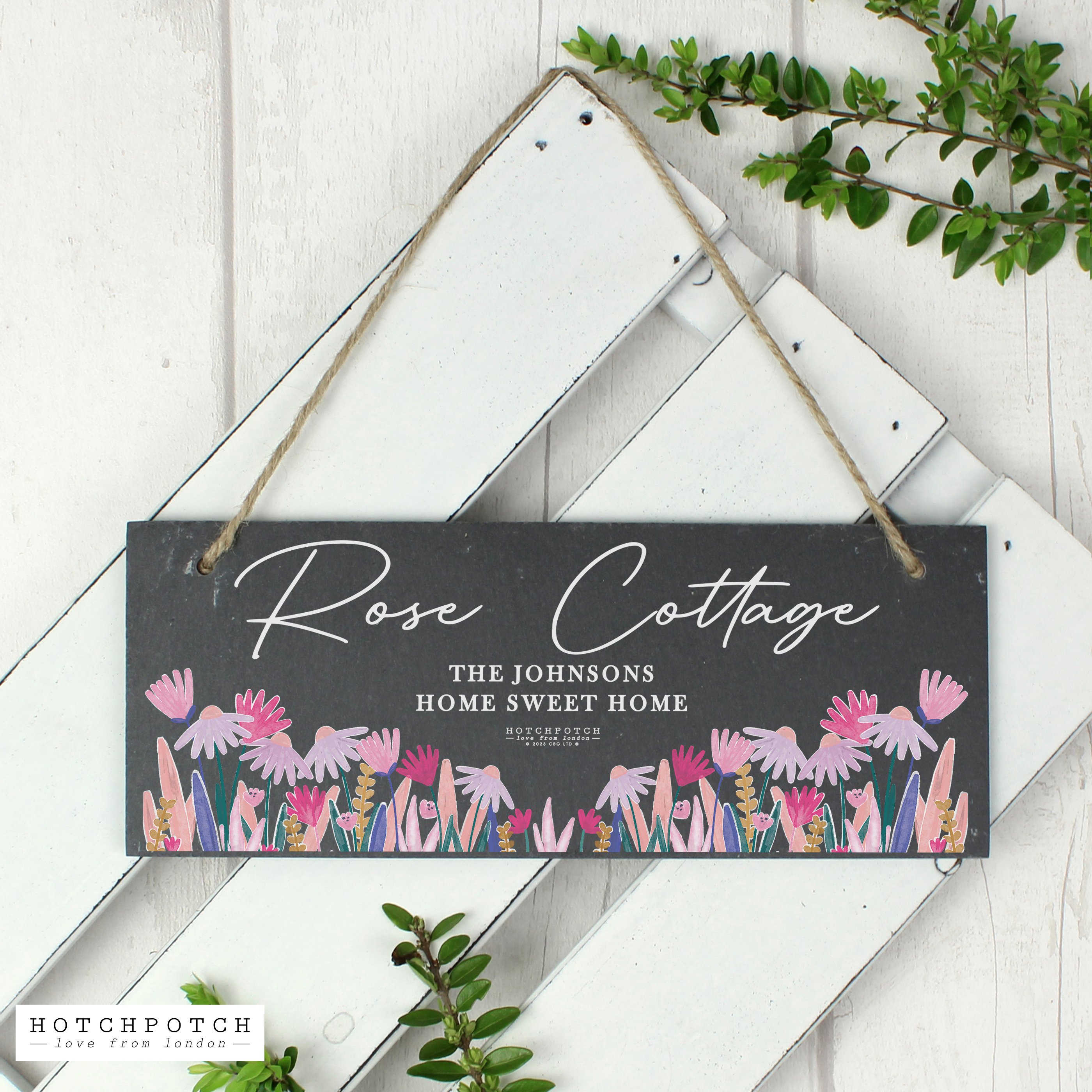 Personalised Wild Flower Slate Garden Sign