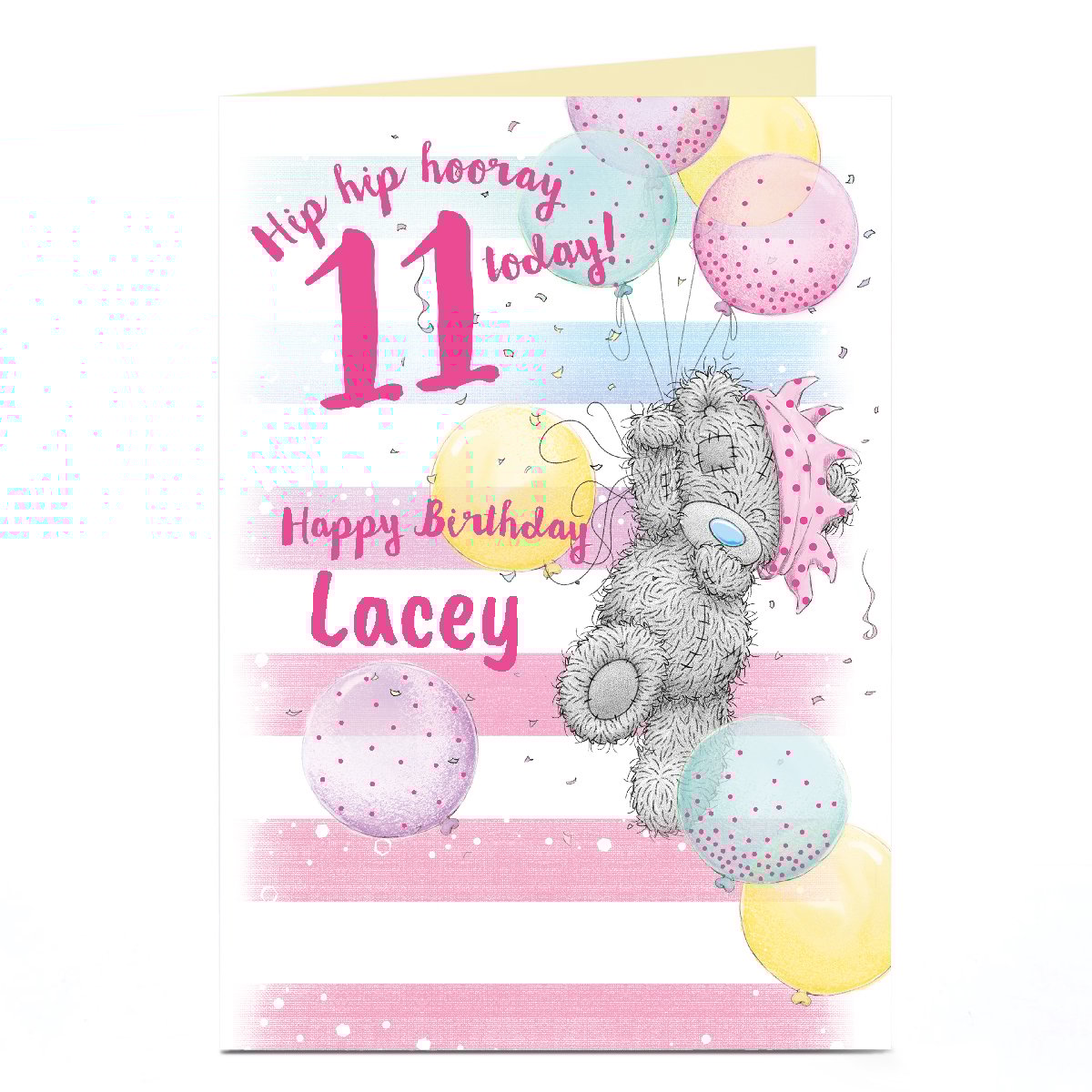 Personalised Tatty Teddy 11th Birthday Card - Hip Hip Hooray, 11 Today