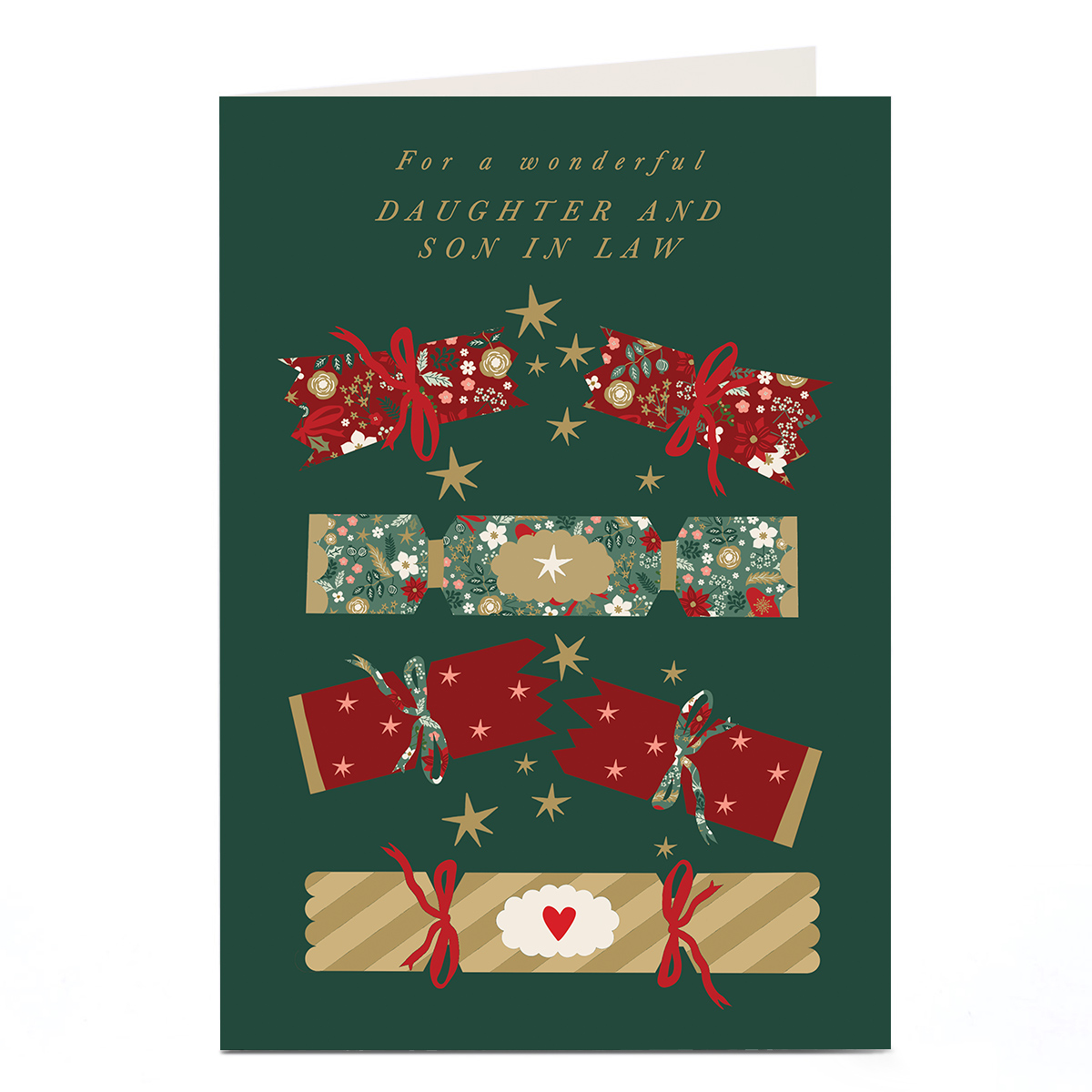 Christmas Card - Crackers & Stars, Daughter & Son In Law
