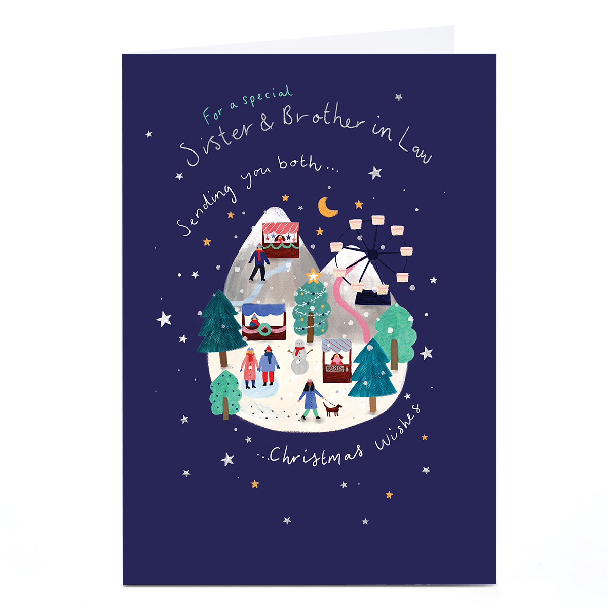 Personalised Christmas Card - Christmas Market Scene, Sister & Brother-in-Law