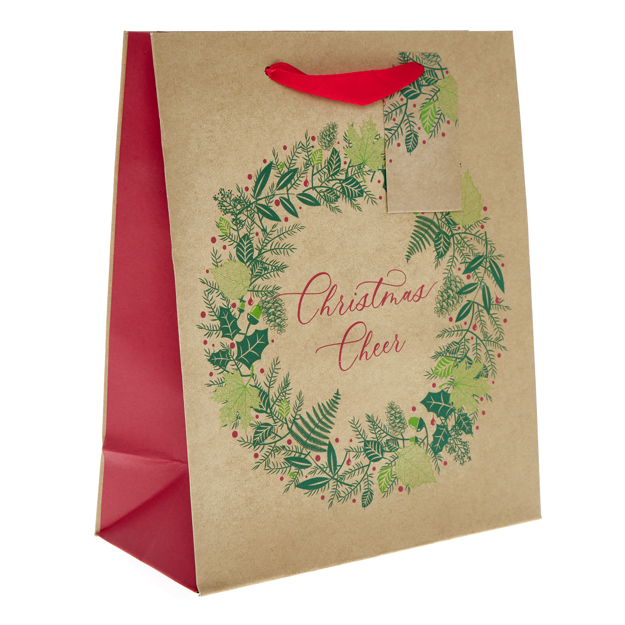 Medium Portrait Kraft Wreath Gift Bag