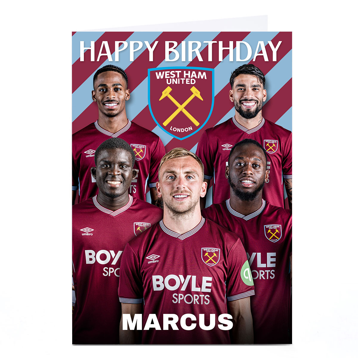 Personalised Football Birthday Card - West Ham Happy Birthday 