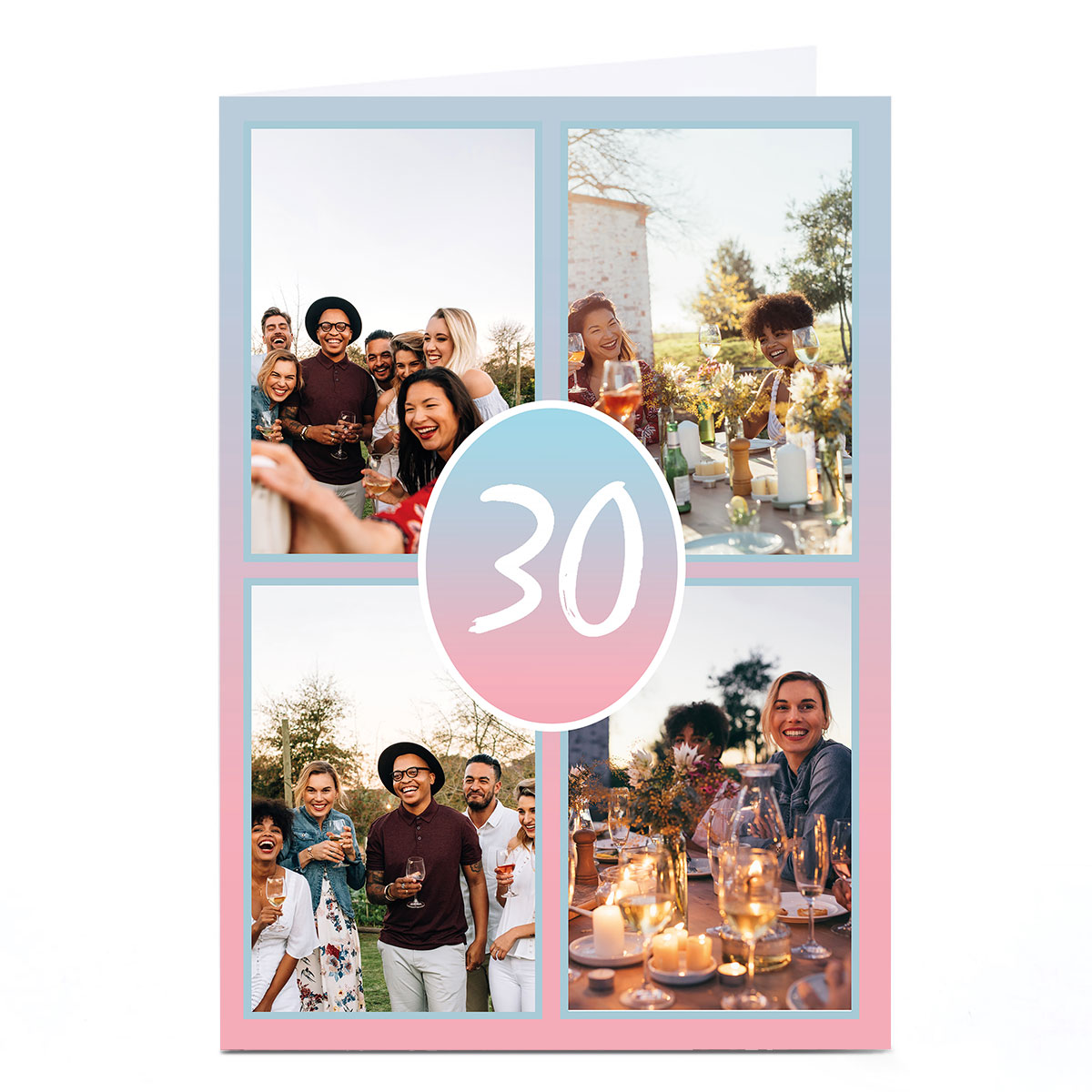 Photo Any Age Birthday Card - Pink Gradient