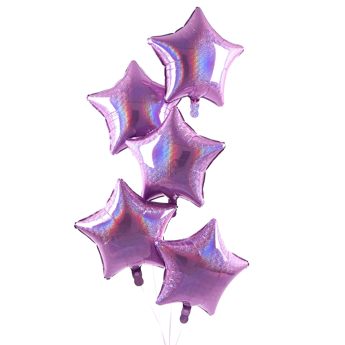 5 Baby Pink Stars Balloon Bouquet - DELIVERED INFLATED!