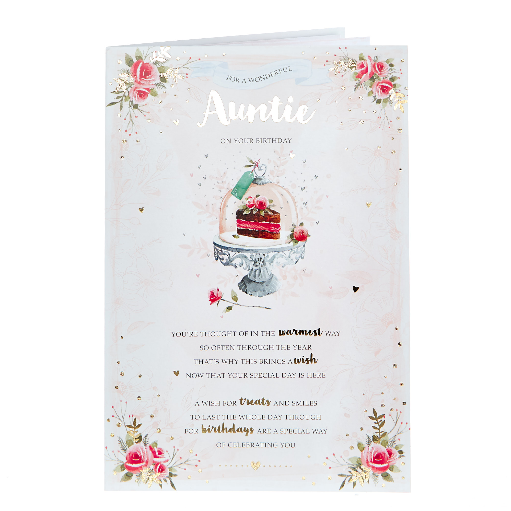 Birthday Card - Wonderful Auntie Cake Stand