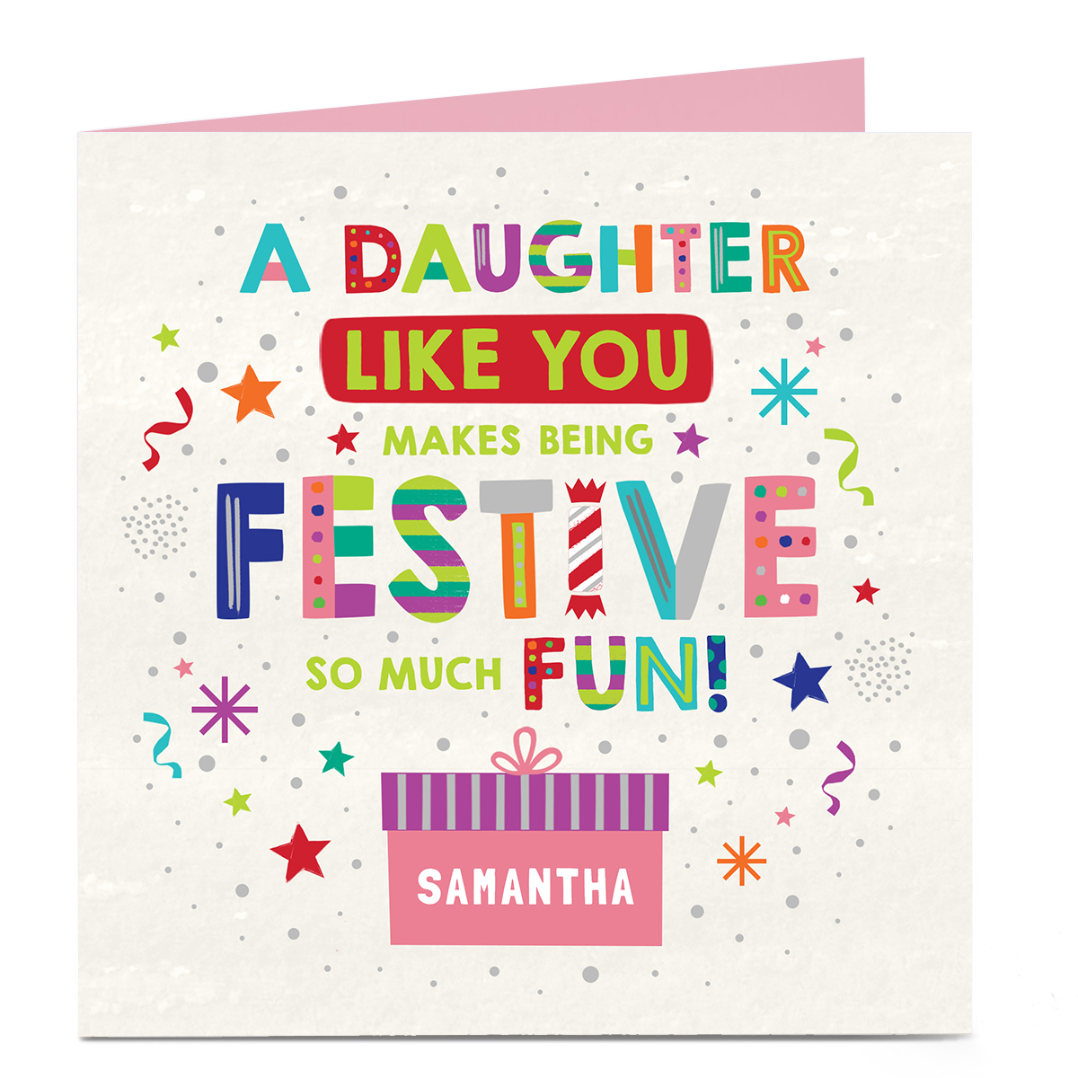 Personalised Christmas Card - Bright Festive Fun, Daughter